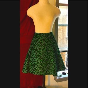 Banana Republic A Line Skirt Leopard Print Green